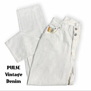Pulse Rodeo White Polka Dot High Waisted Jeans